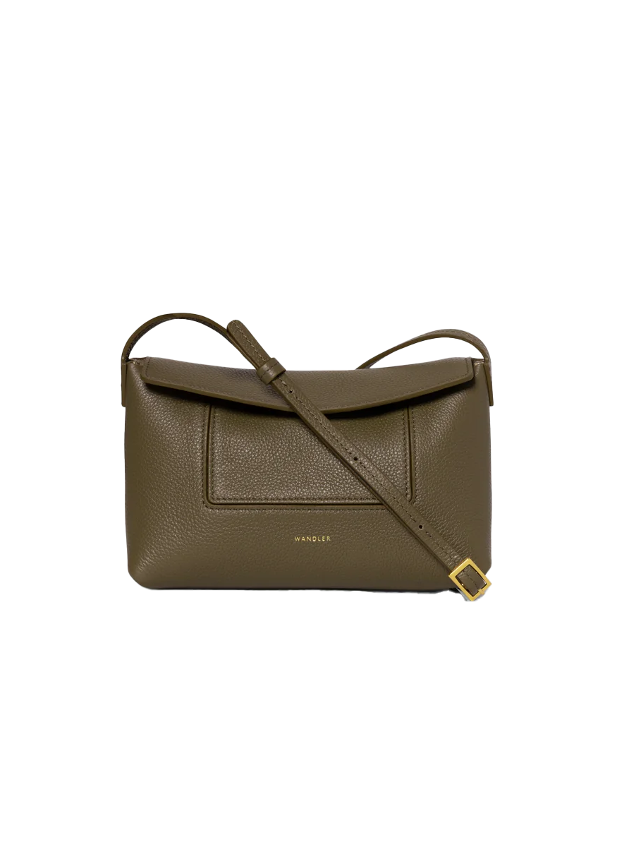 Penelope Slouch Mini Leather Bag in Olive Crust