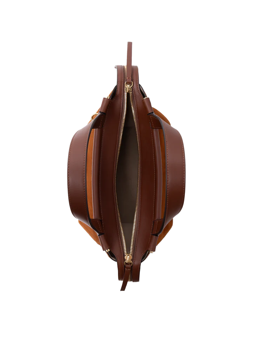 Ida Top Handle Bag with Strap in Tan Suede - Wandler