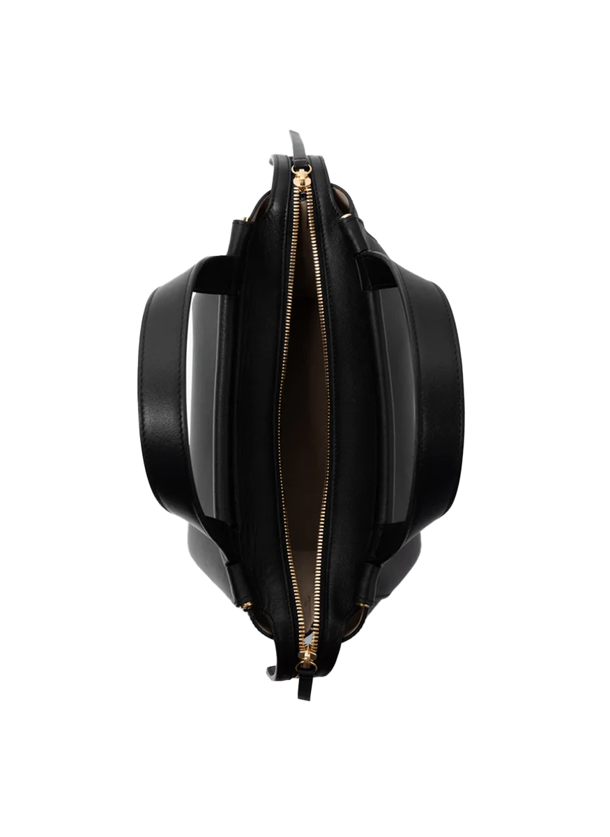 Ida Top Handle Bag with Strap in Black Leather - Wandler