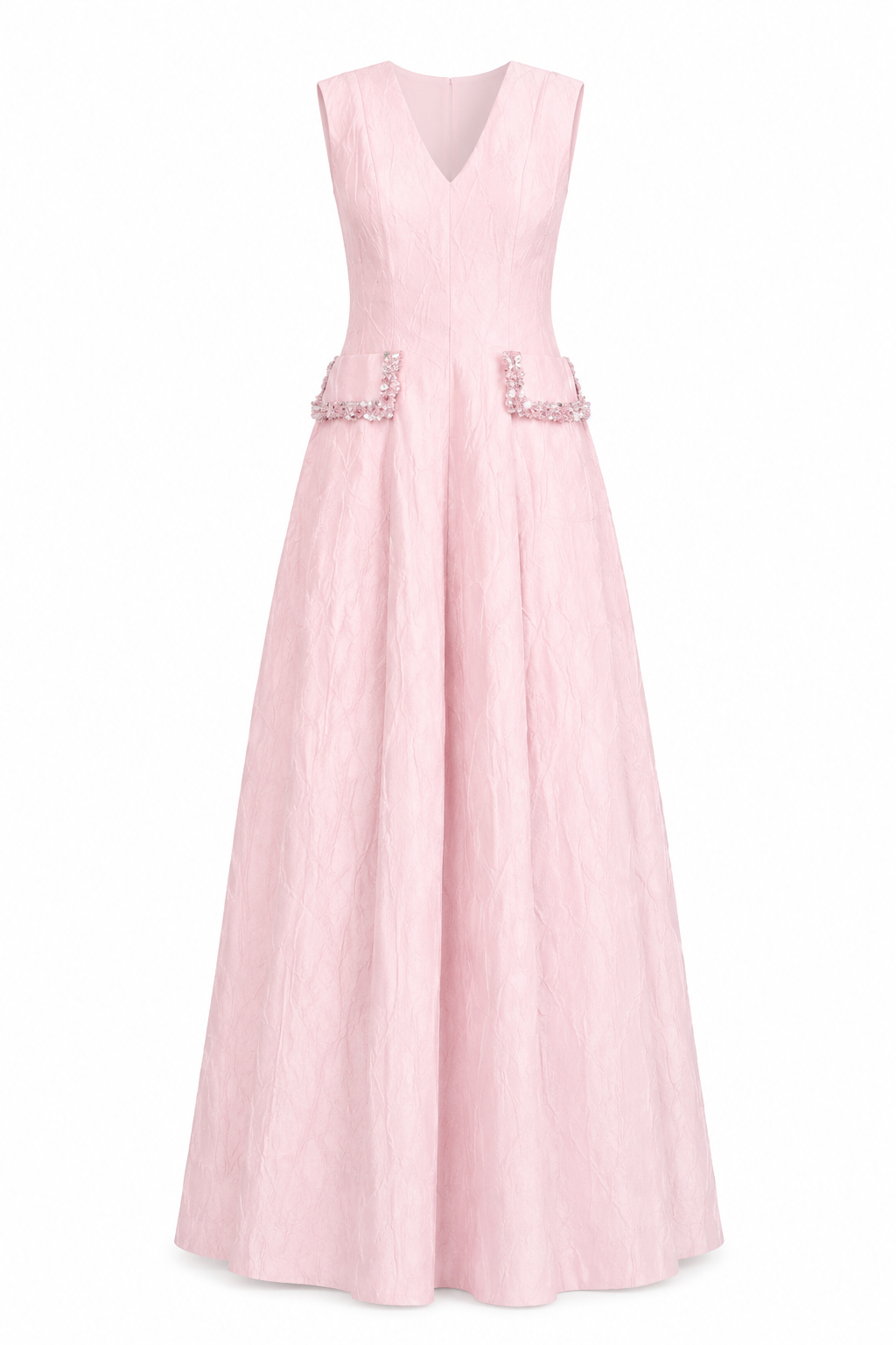 Mikado Jacquard V-Neck Gown