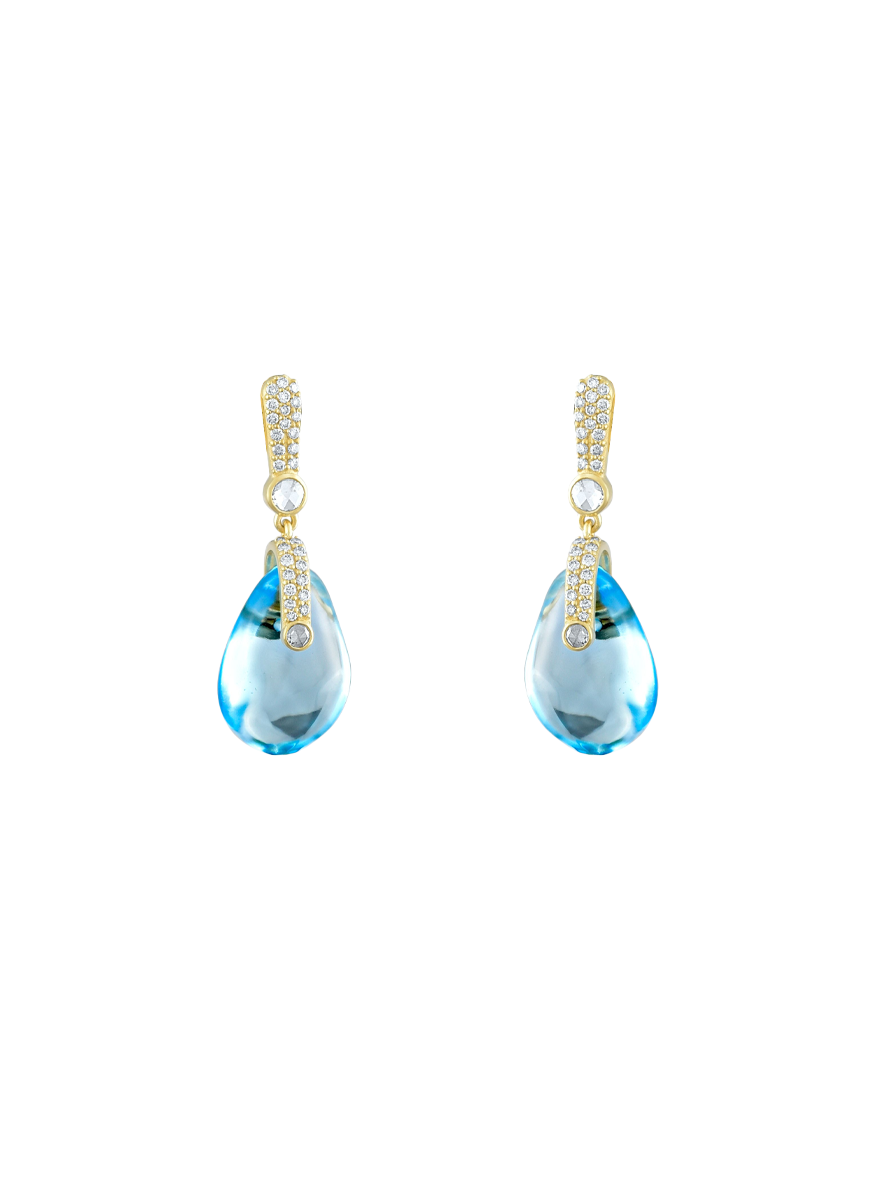 Colors Tumbled Blue Topaz Earrings