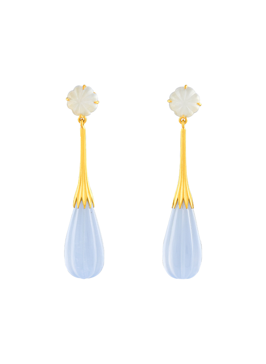 Melon Chalcedony Ear Pendants