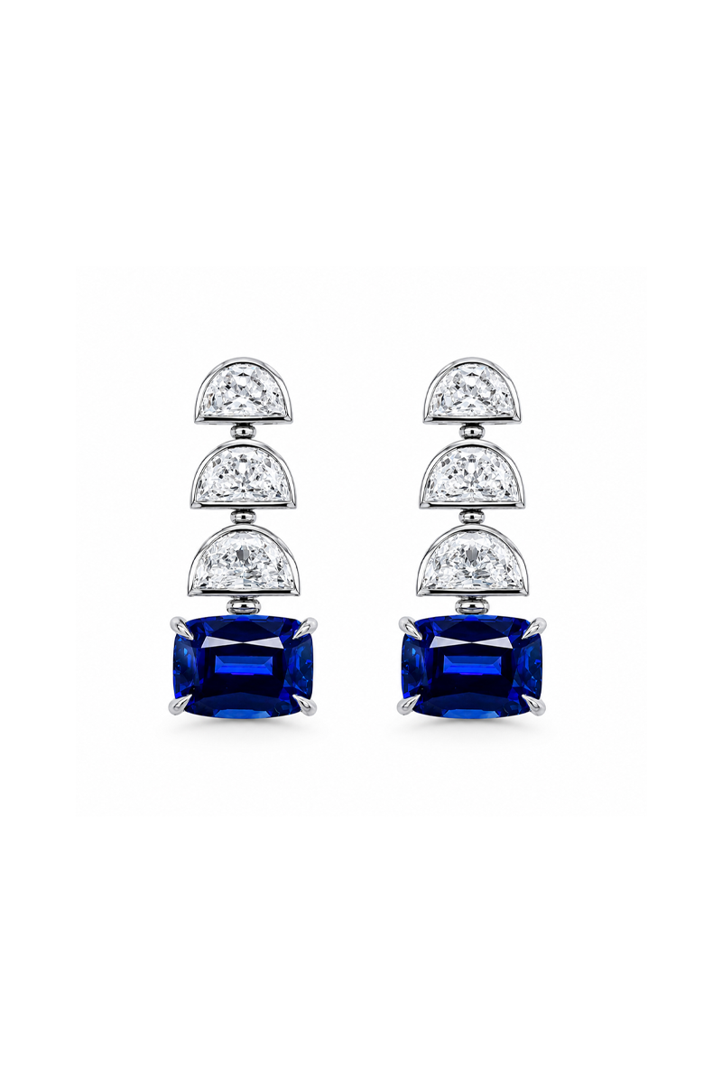 Blue Sapphire & Diamond Earrings
