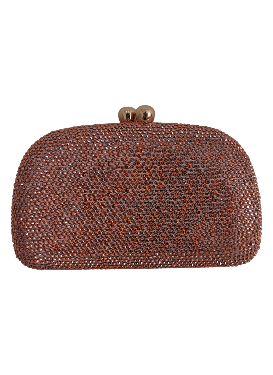 Mia Crystal Clutch in Rose Gold with Chain