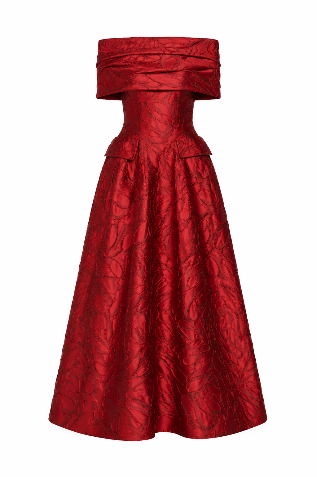 Honeydrop Jacquard Strapless Gown with Stole