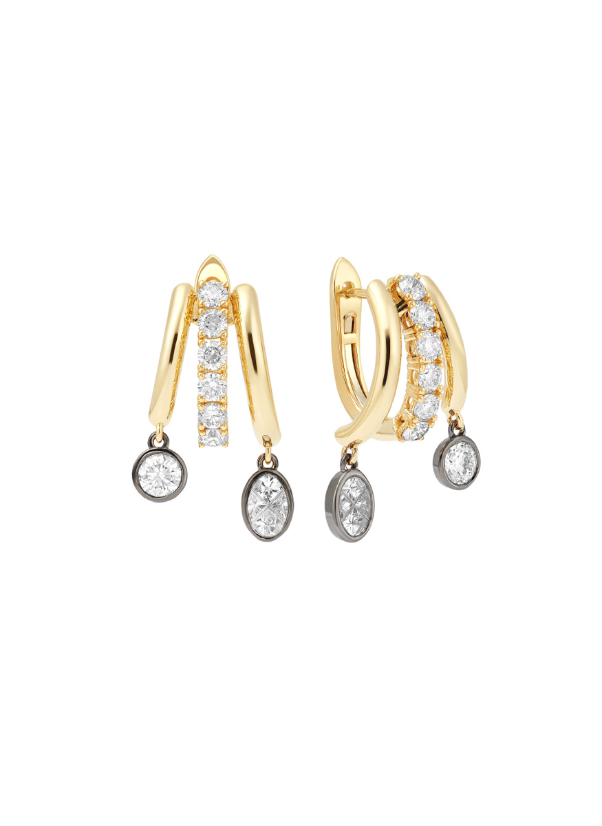 Treble Diamond Drop Earrings