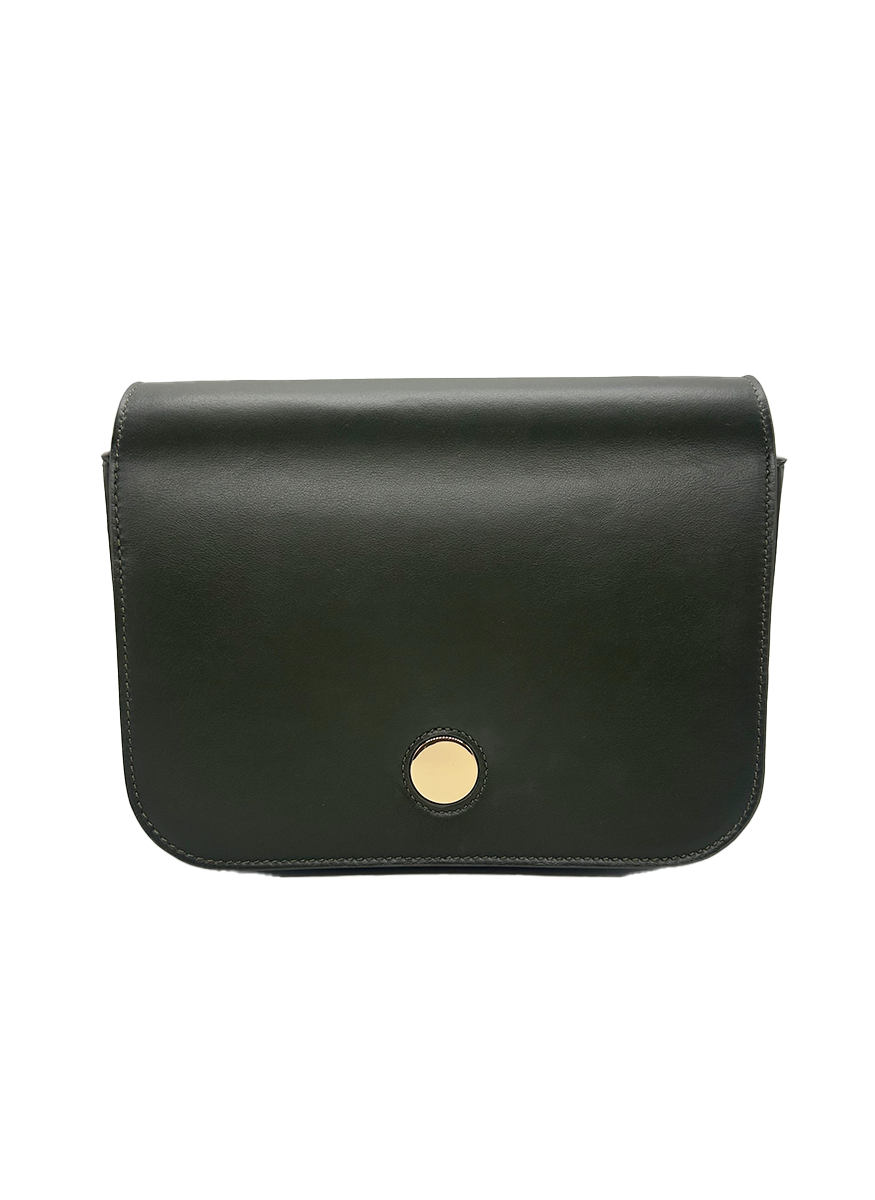 Leather Messenger Bag in Olivo