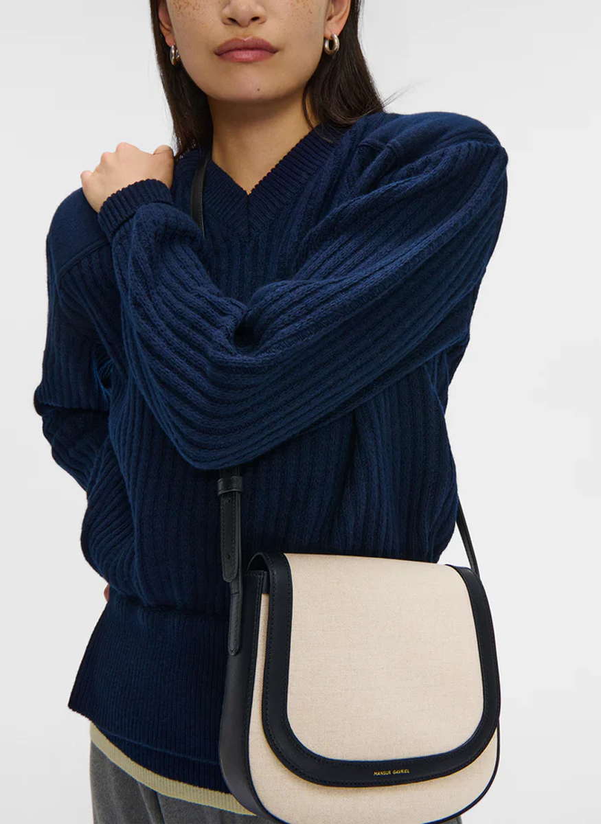Classic Crossbody in Linen and Leather