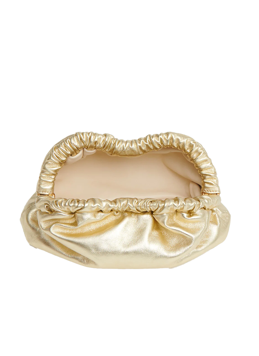 Mini Cloud Clutch in Gold Leather