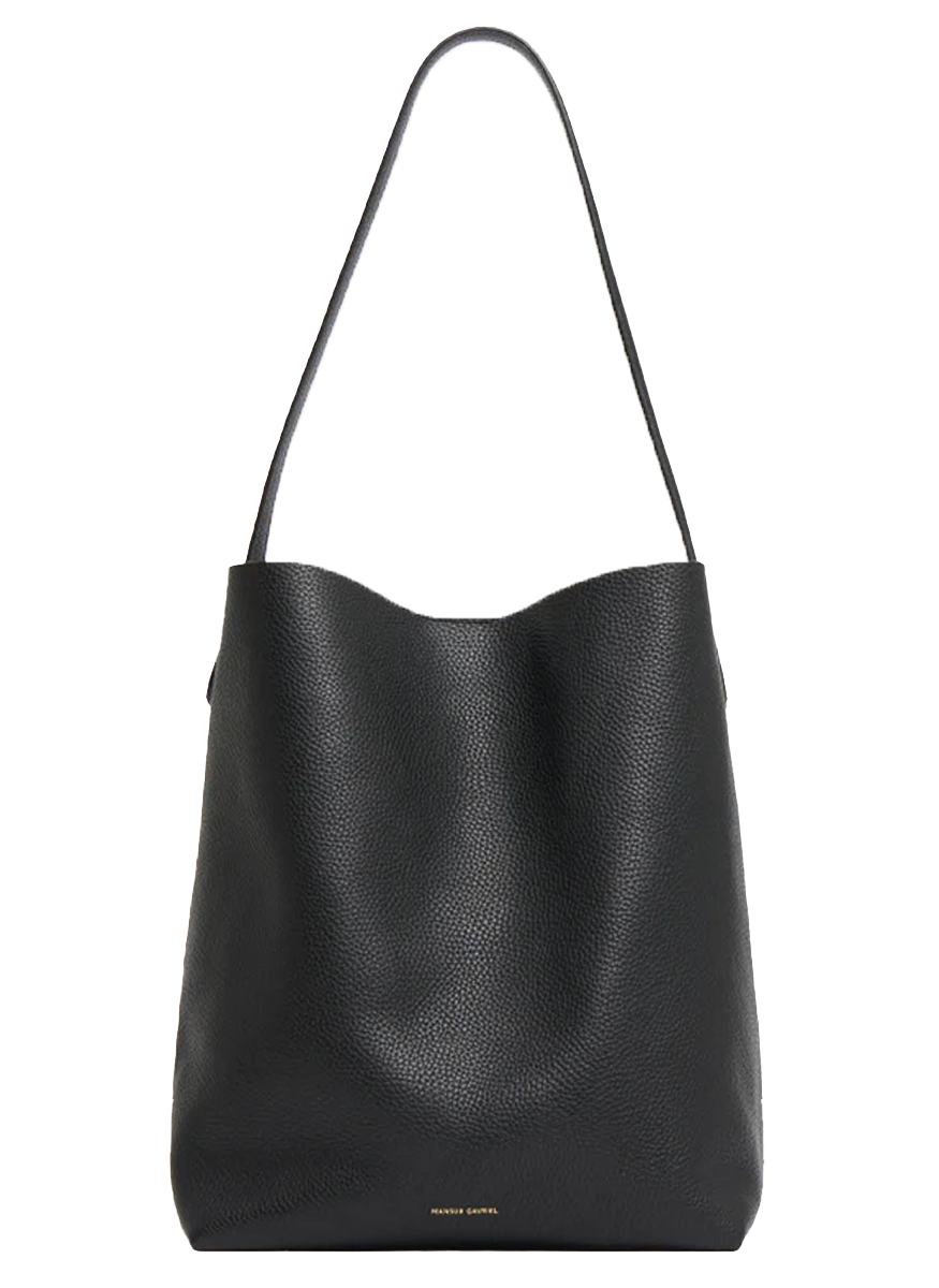 Small Everyday Cabas in Black Pebble Leather