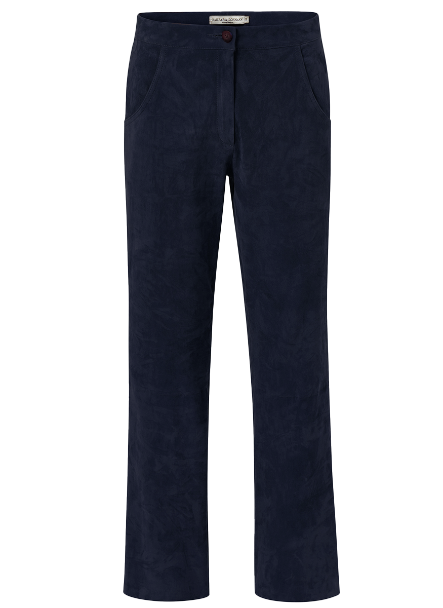 Glenda Suede Stretch Pant in Navy