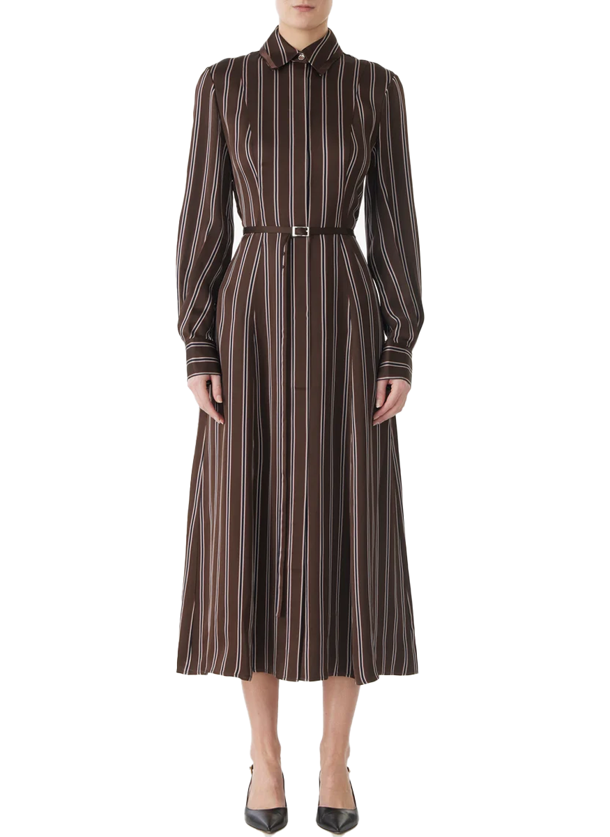 Striped Long Sleeve Midi Shirtdress