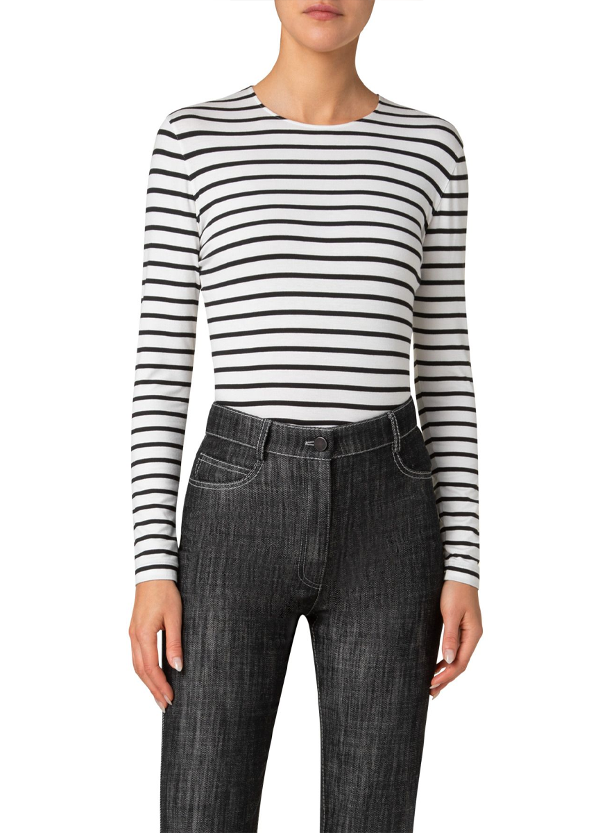 Sailor Stripe Crewneck Long Sleeve Shirt - Akris Punto