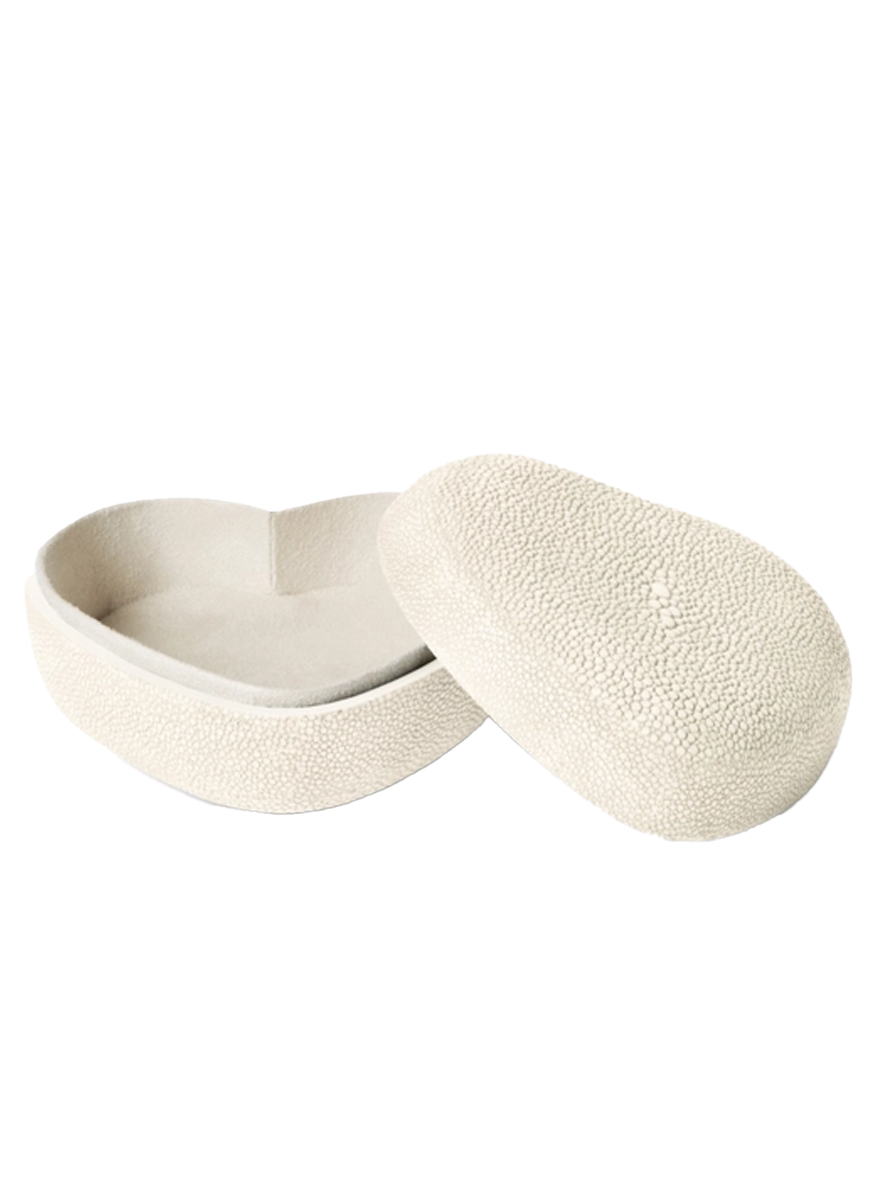 Shagreen Heart Box, Cream
