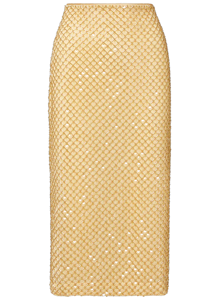 Allora Beaded Midi Skirt in Yellow