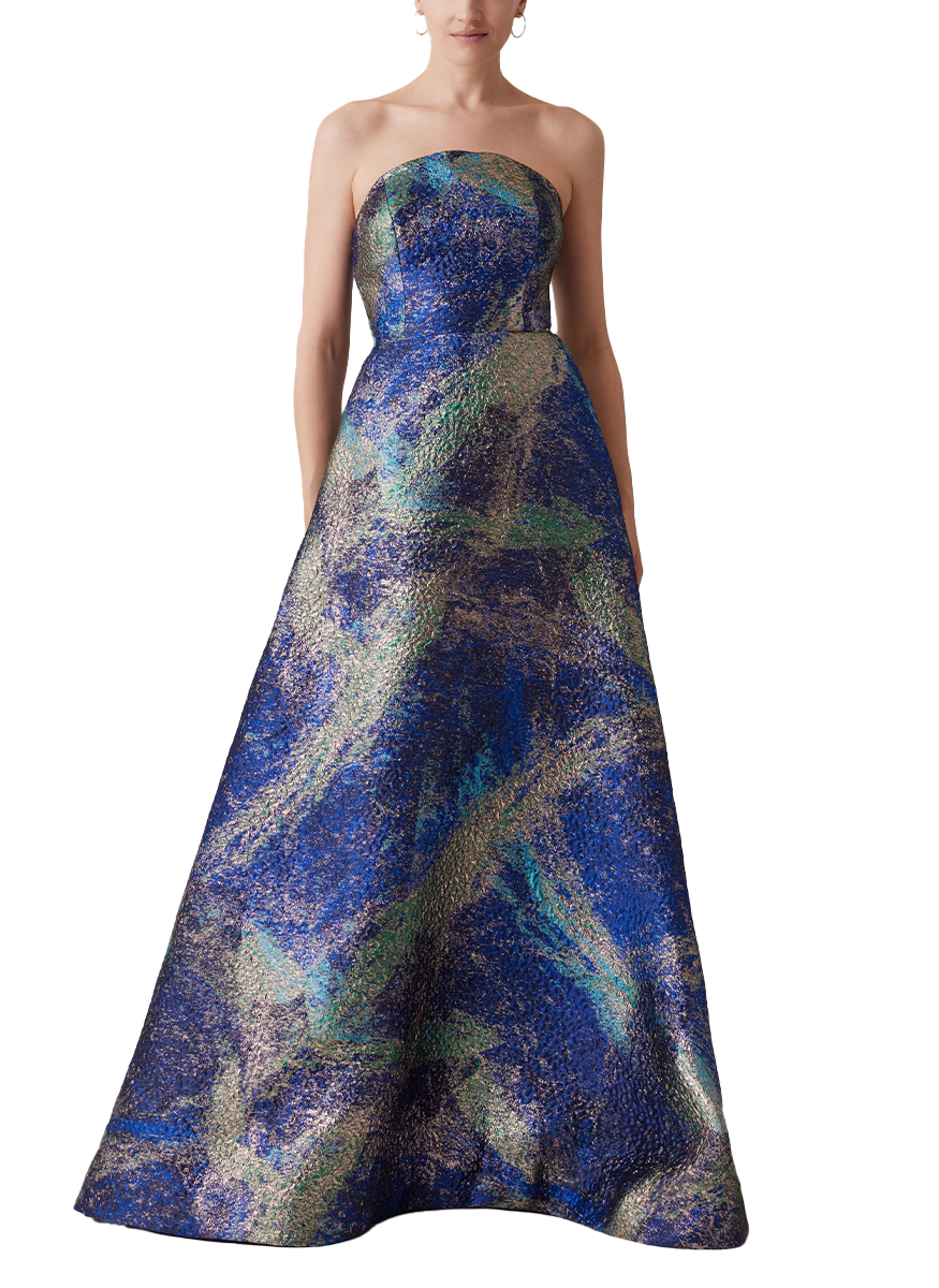 Net Jacquard Starburst Pattern Gown