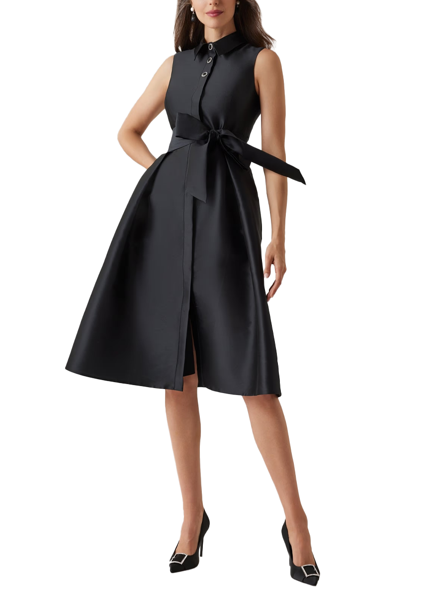 Mikado Sleeveless Shirt Dress