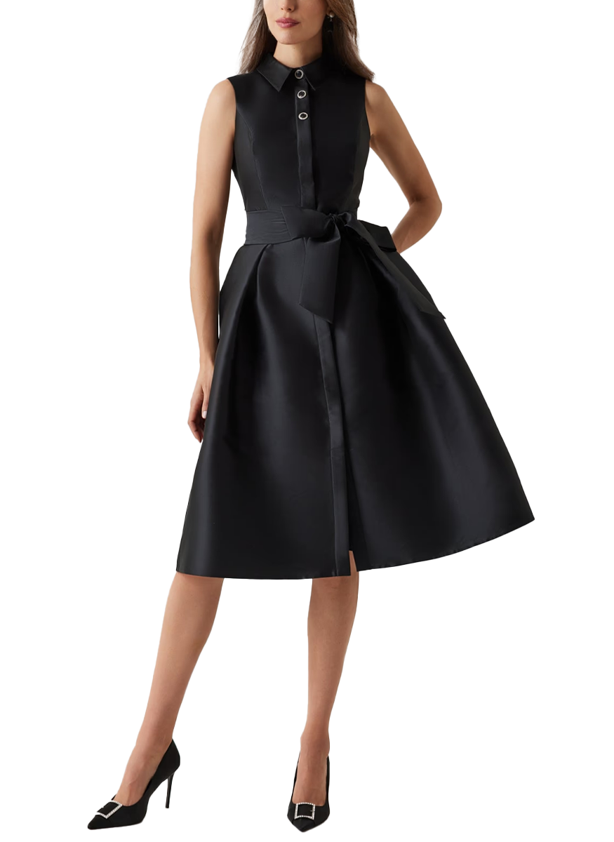 Mikado Sleeveless Shirt Dress