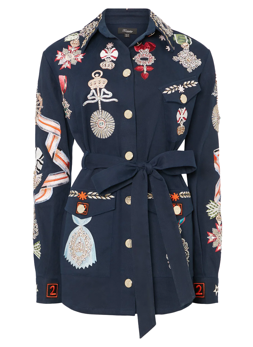 Diamantine Shirt Jacket in Navy