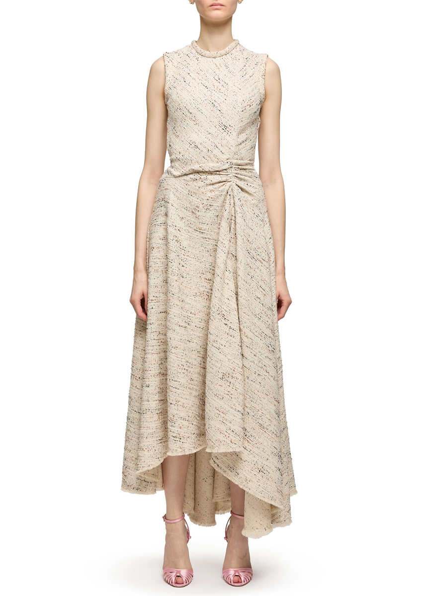Boucle Draped Midi Dress