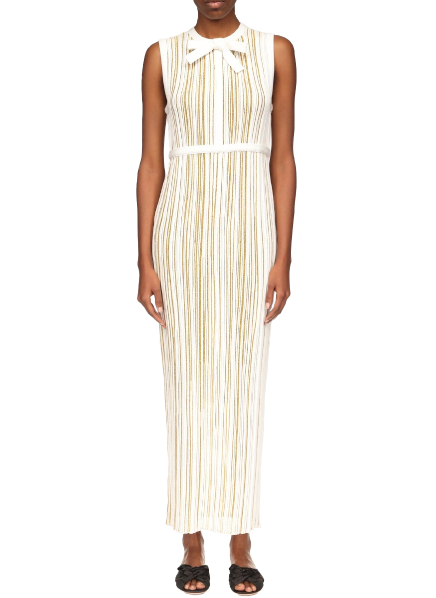 Lame Knit Dress with Bow