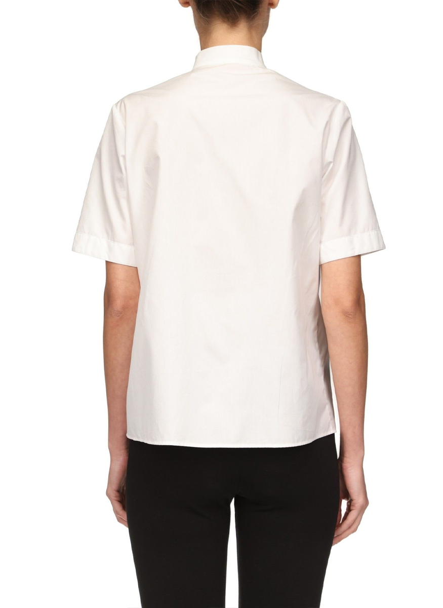 Poplin Short Sleeve Top with Embroidery