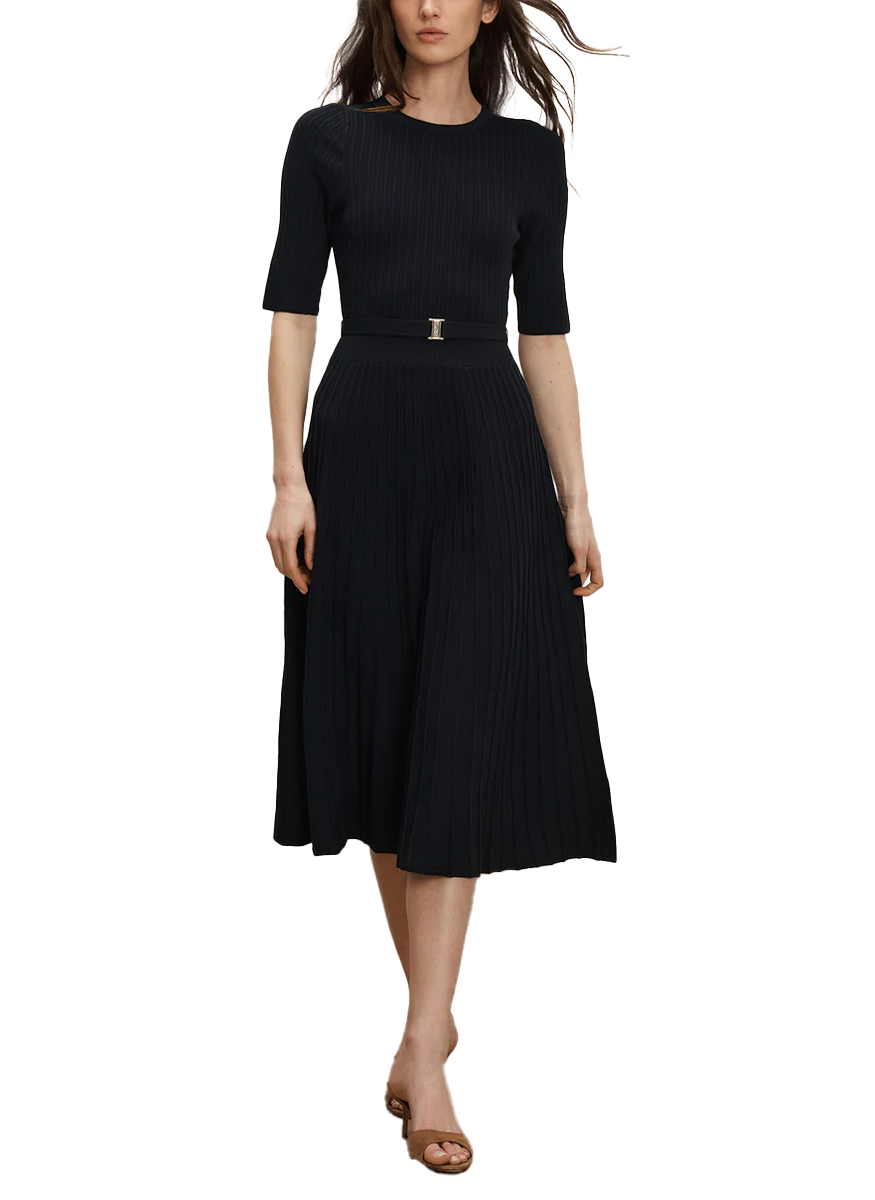Elthea Knit Dress in Navy  Elizabeth Anthony
