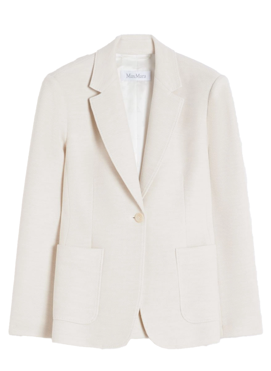 Single-Breasted Piqué Jersey Blazer in Ivory