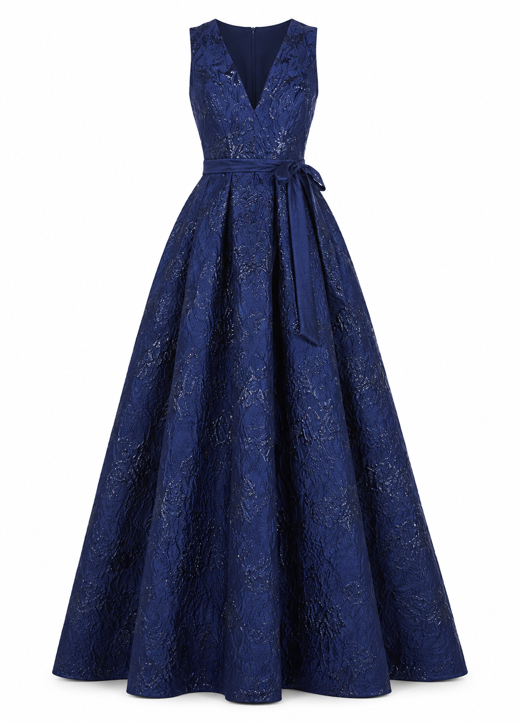 V-Neck Brocade Gown
