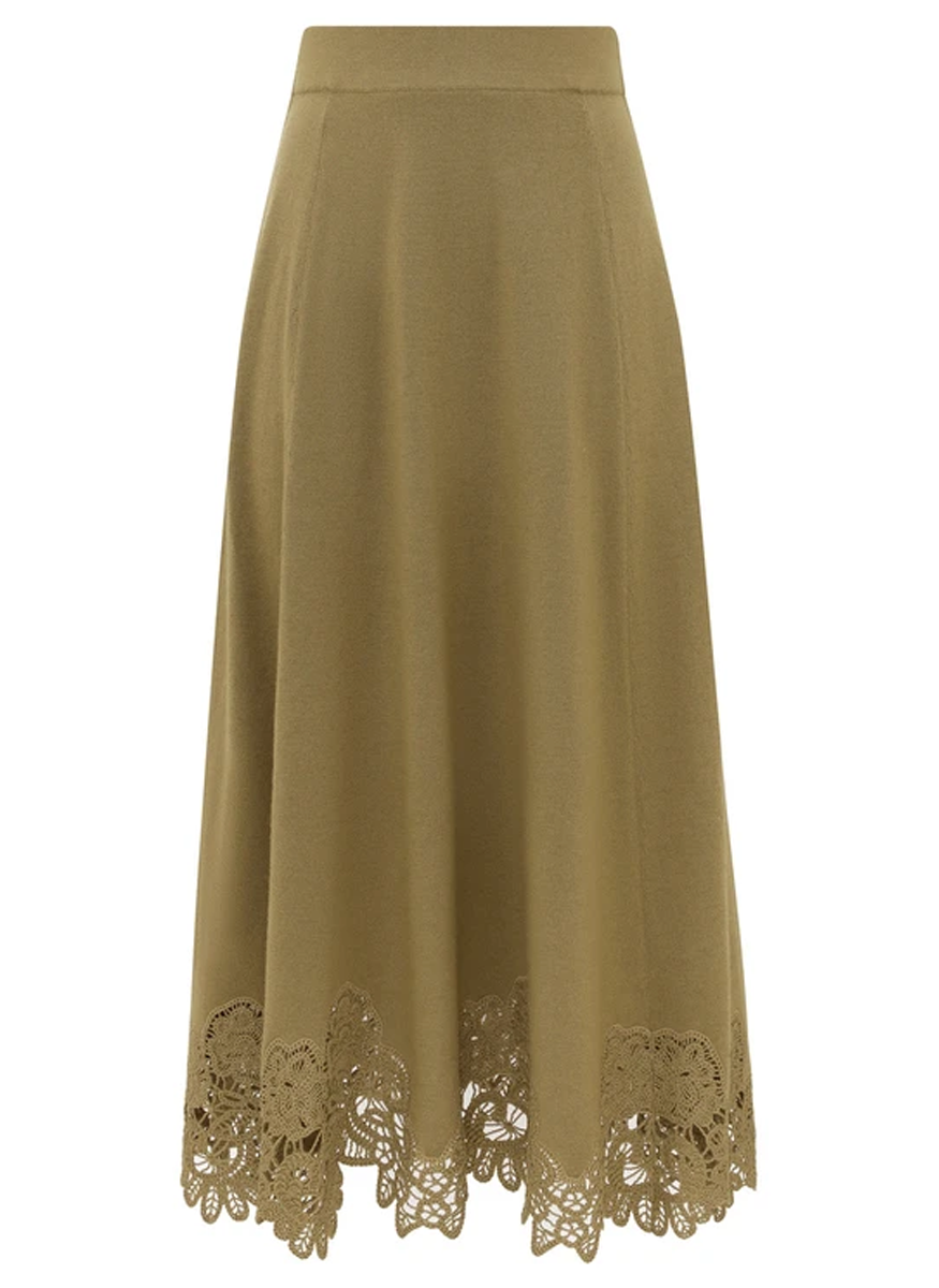Clash Merino Lace Midi Skirt