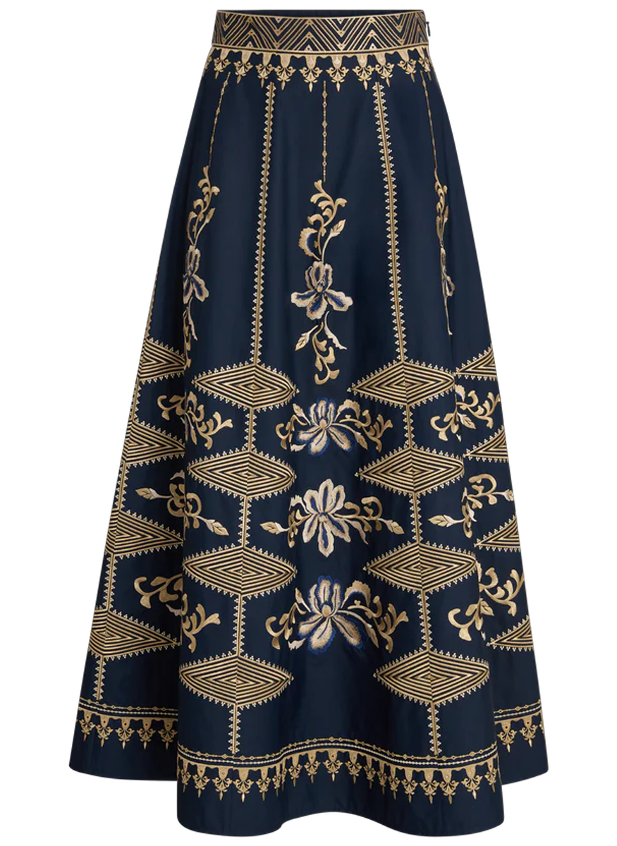 Camille Skirt with Iris Embroidery – Elizabeth Anthony