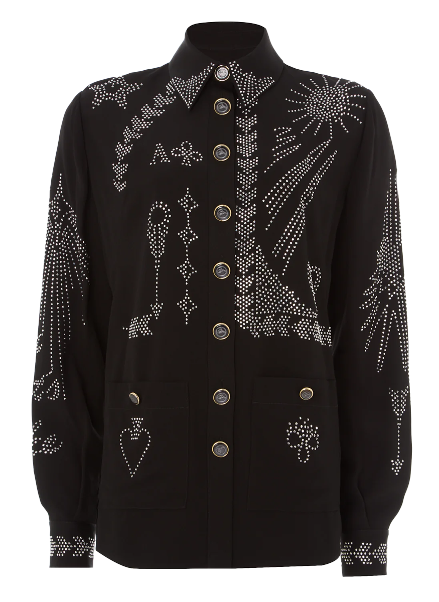 Villanelle Crepe Embellished Shirt Jacket