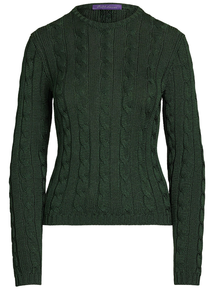 Cable-Knit Silk Crewneck Sweater