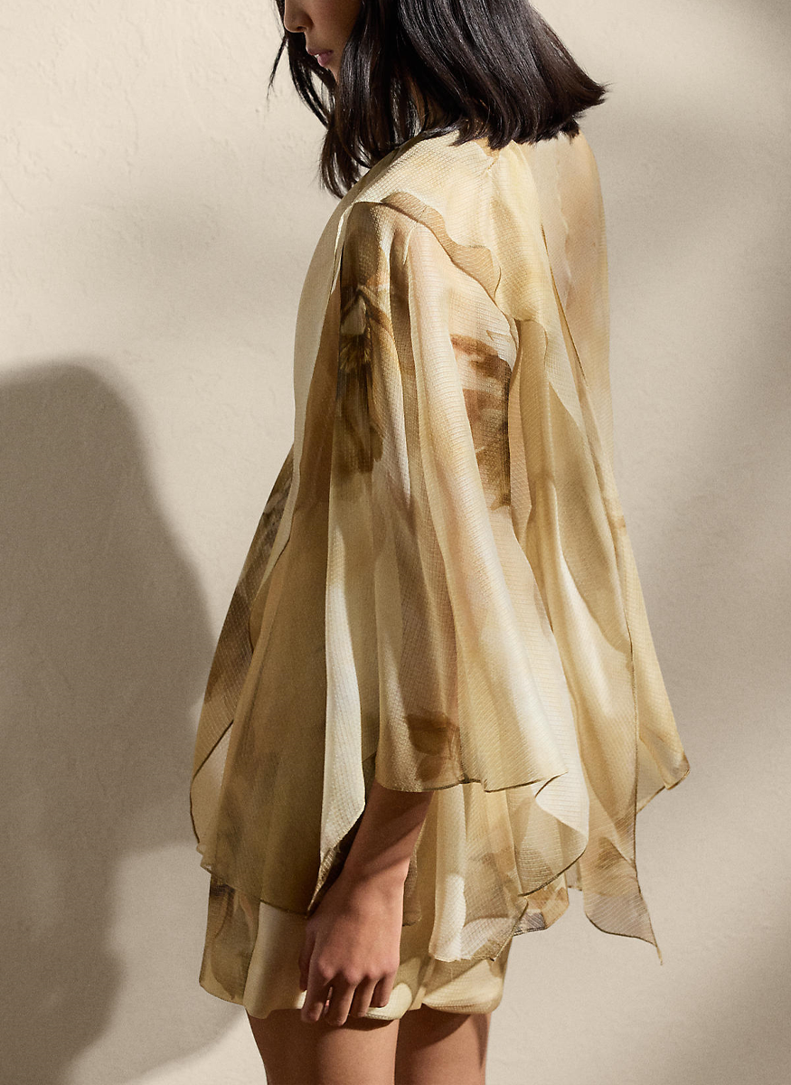 Mallorie Floral Silk Gauze Wrap Top - Ralph Lauren Collection