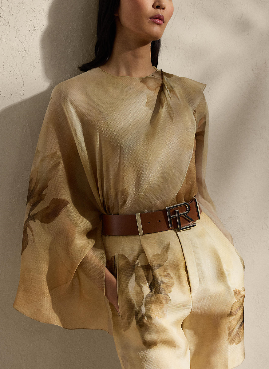 Mallorie Floral Silk Gauze Wrap Top - Ralph Lauren Collection