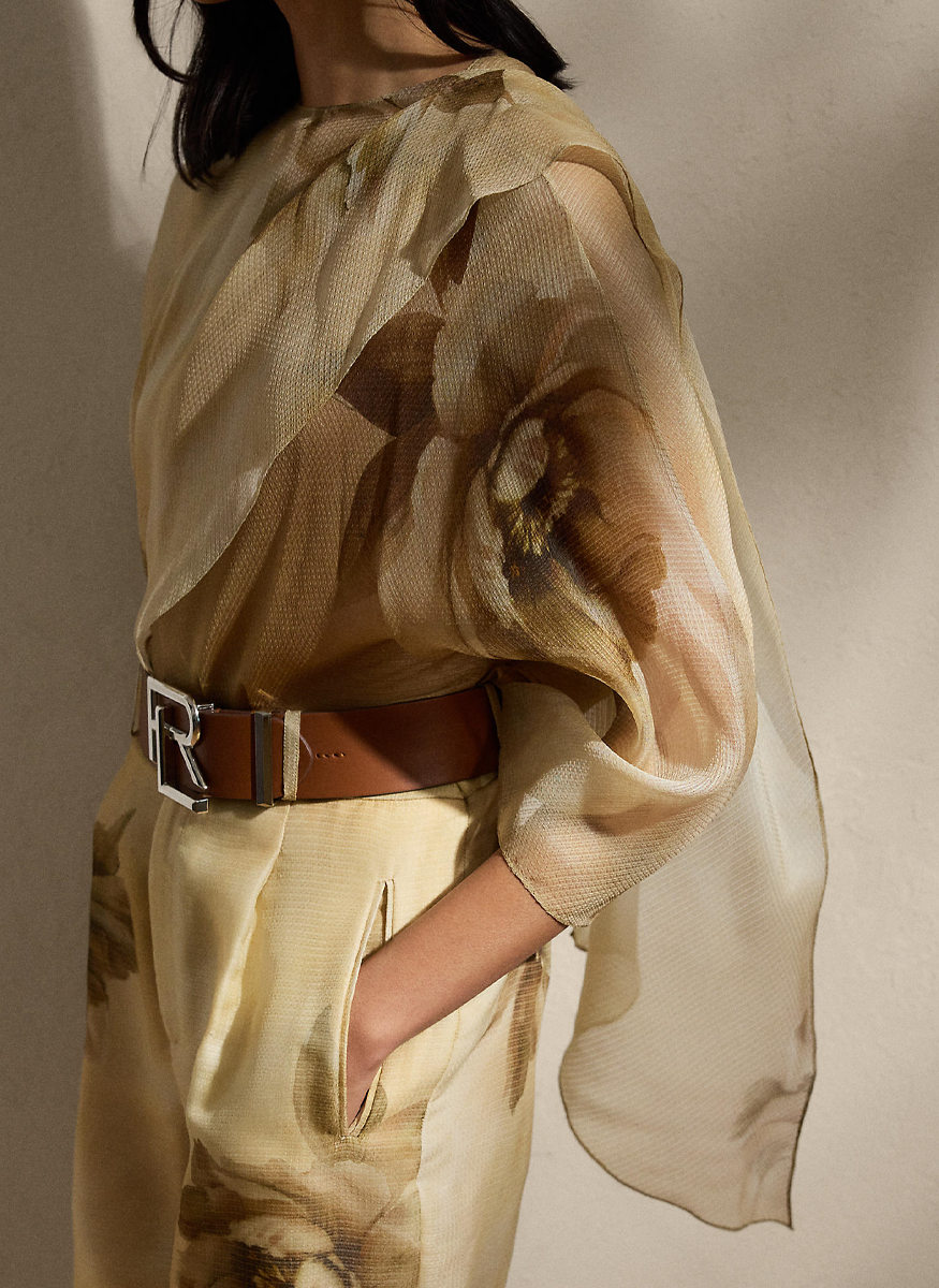 Mallorie Floral Silk Gauze Wrap Top - Ralph Lauren Collection