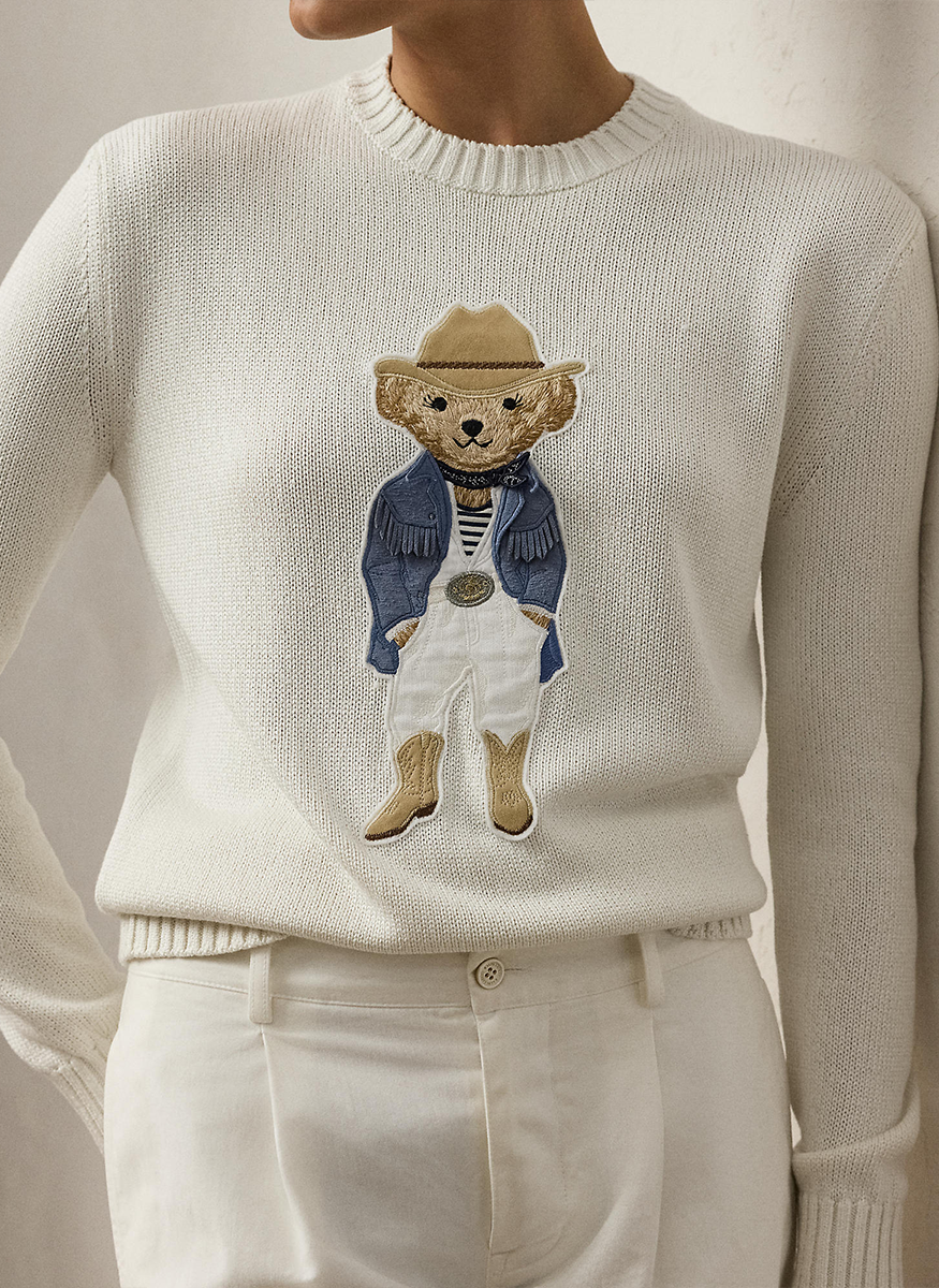Hamptons Spring Polo Bear Silk Sweater - Ralph Lauren Collection
