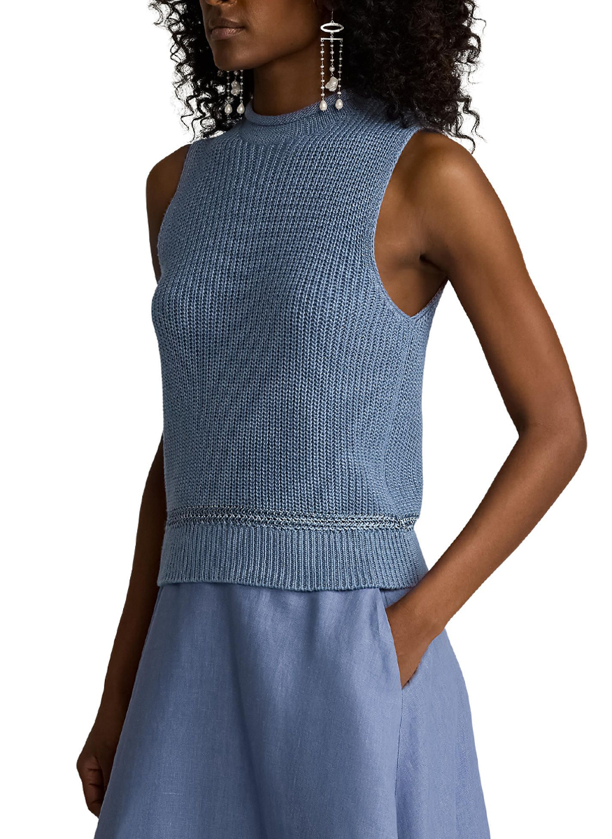 Silk Jersey Sleeveless Rollneck Sweater - Ralph Lauren Collection