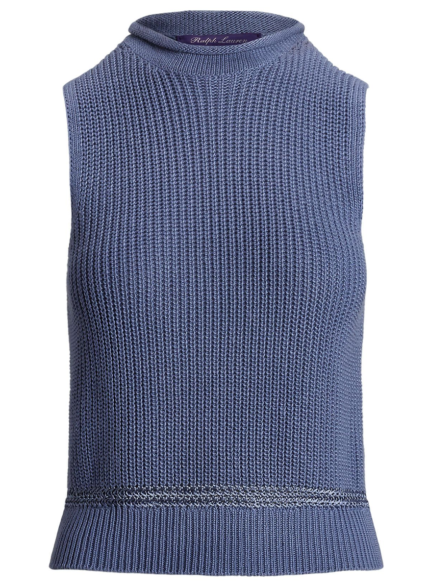 Silk Jersey Sleeveless Rollneck Sweater