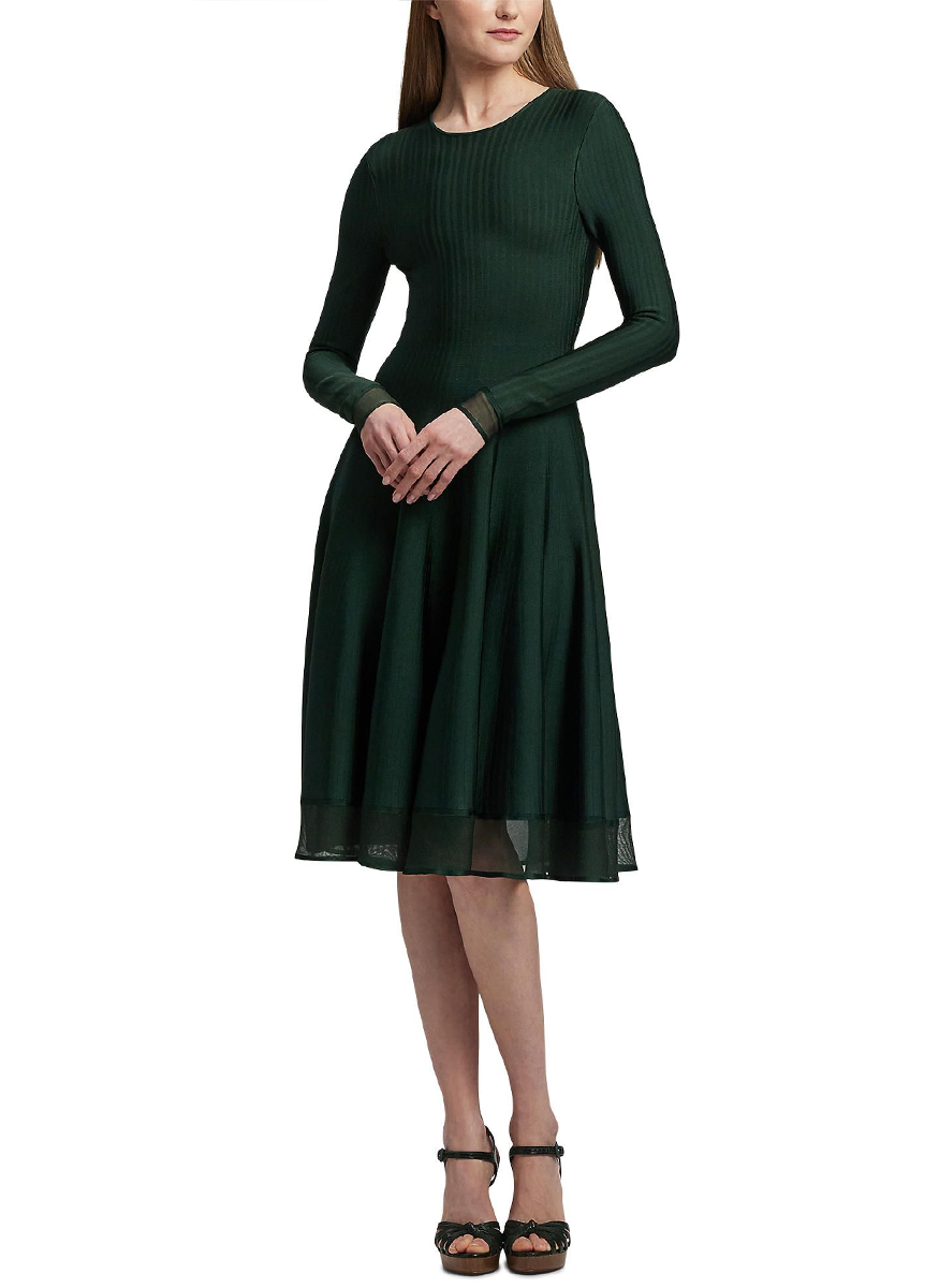 Crewneck Long-Sleeve Sweater Day Dress