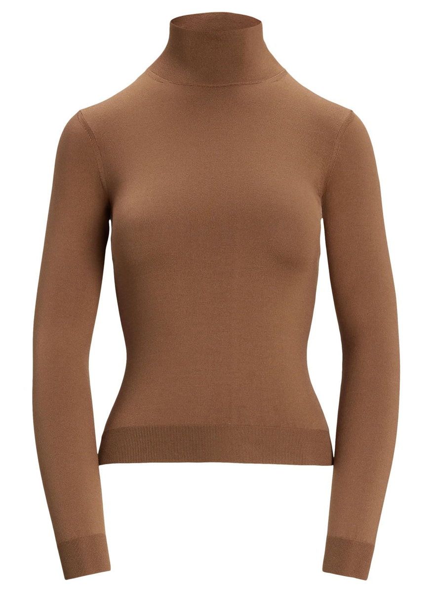 Stretch Silk Jersey Mockneck Sweater