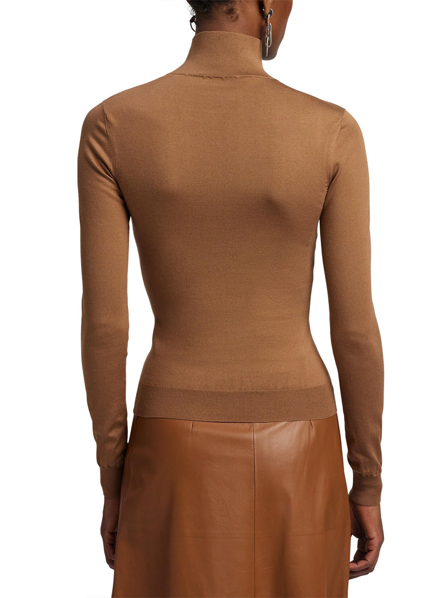 Stretch Silk Jersey Mockneck Sweater - Ralph Lauren Collection