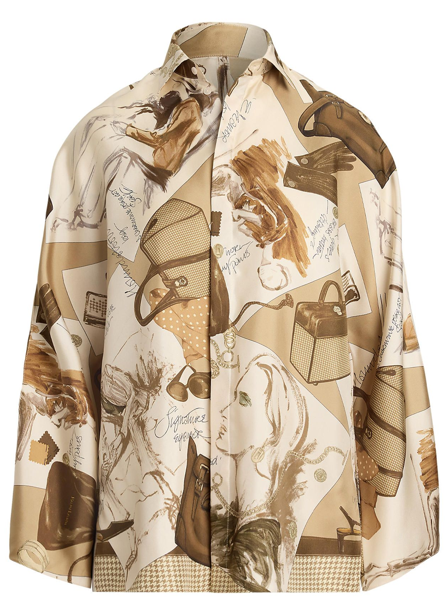 Karen Diary-Print Silk Twill Blouse