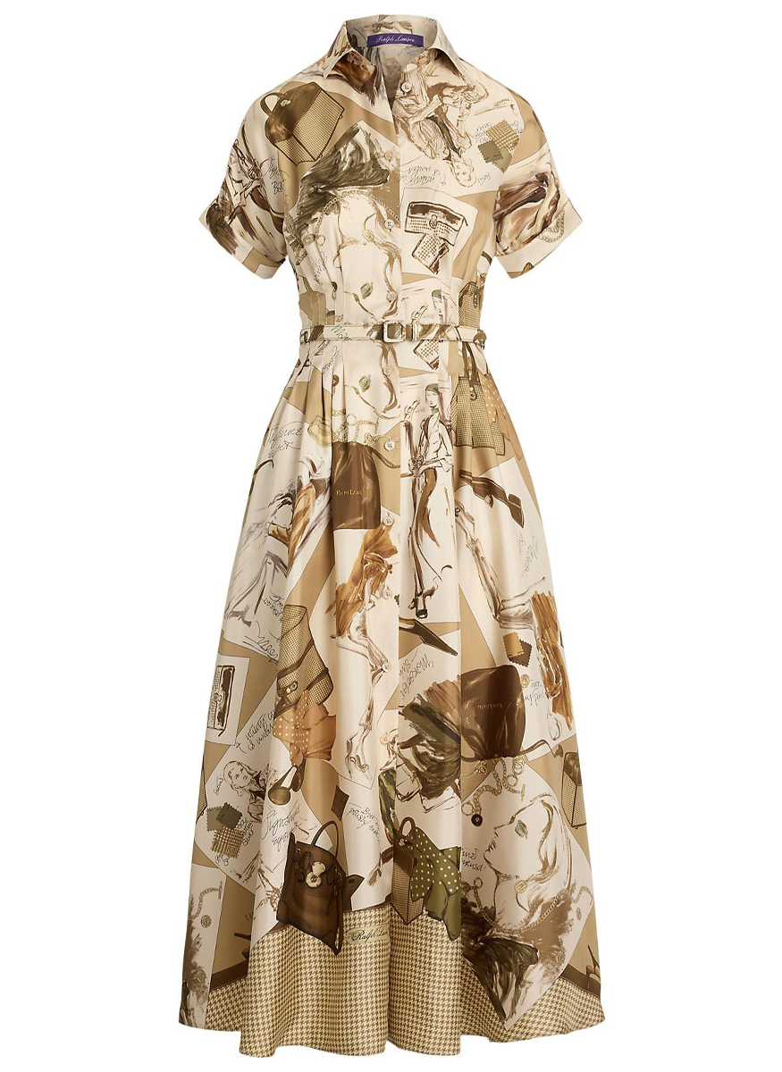Donatella Diary-Print Twill Day Dress