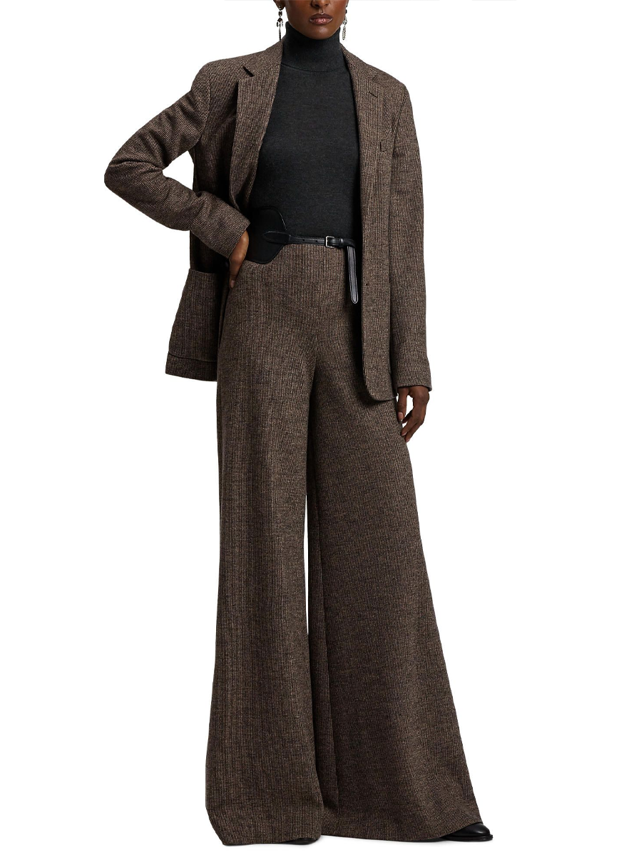 Isaiah Tick-Weave Jersey Wide-Leg Pant
