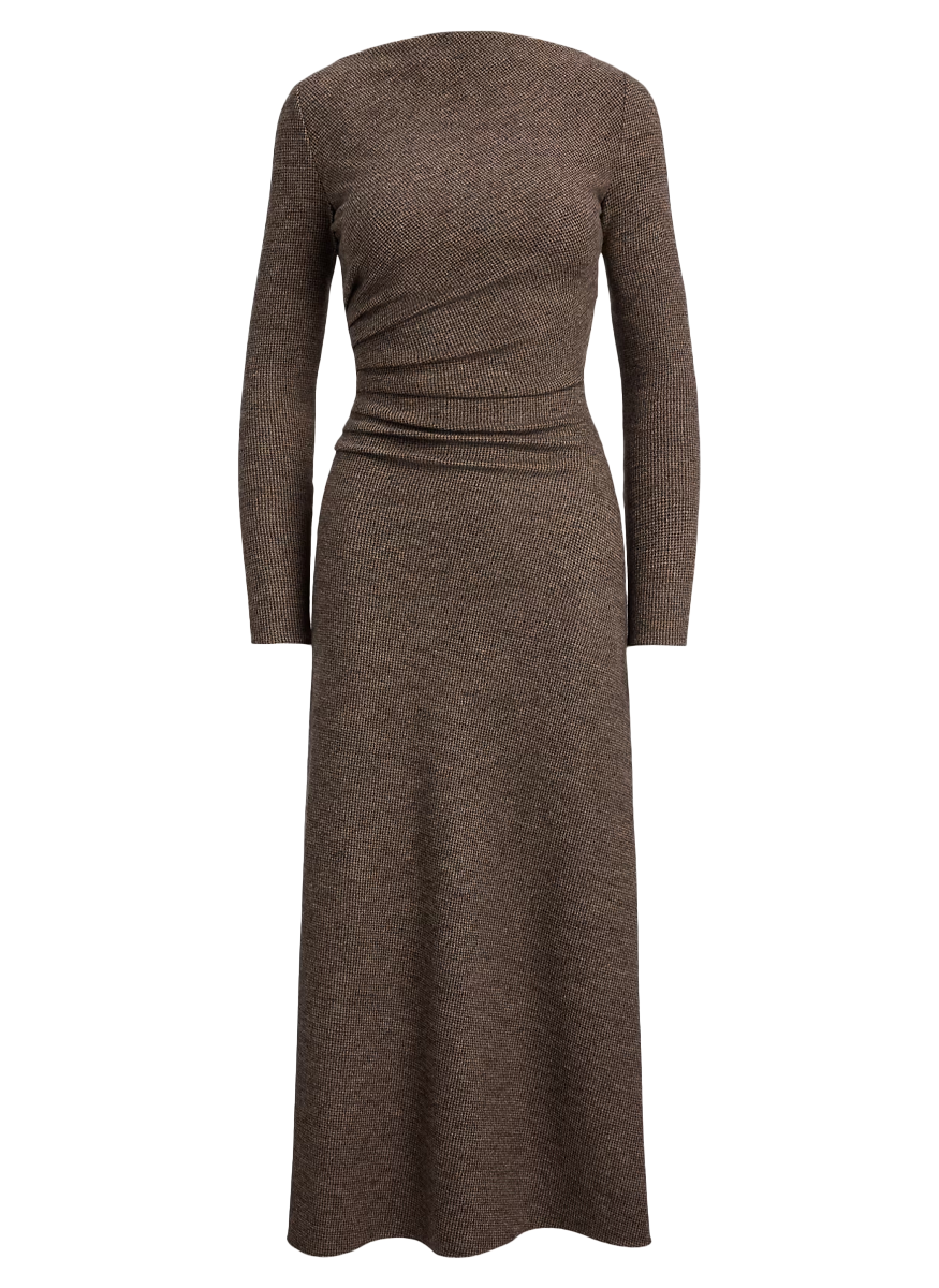 Nora Tick-Weave Wool Jersey Day Dress