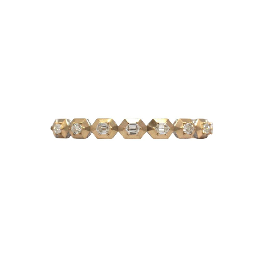 Elongated Hexagons Diamond Bangle