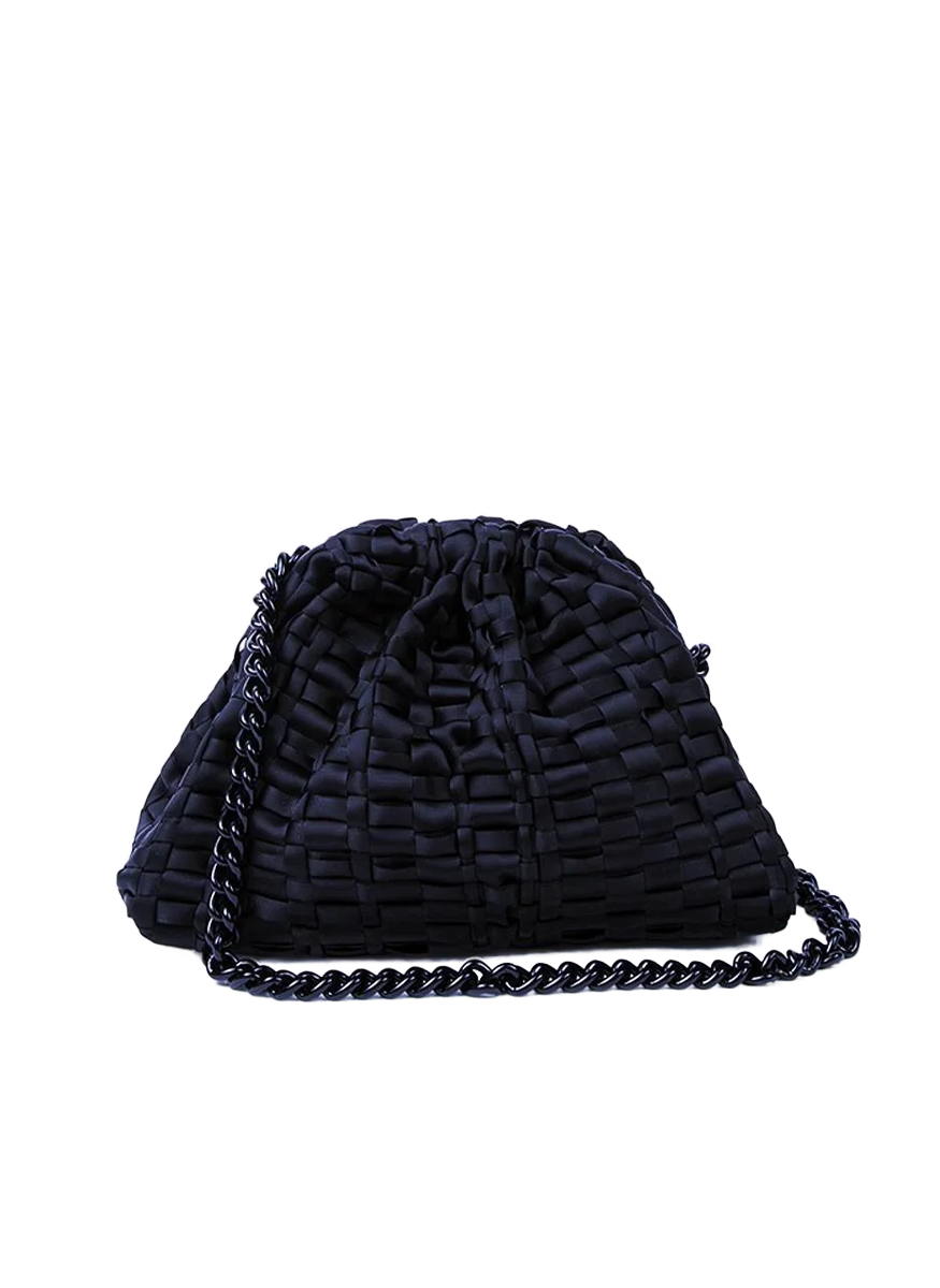 Mini Game Woven Ribbon Clutch in Navy