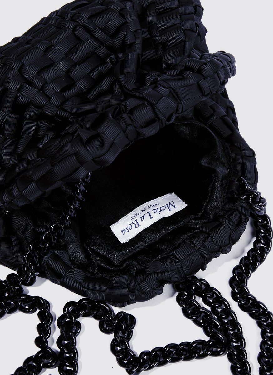 Mini Game Woven Ribbon Clutch in Navy