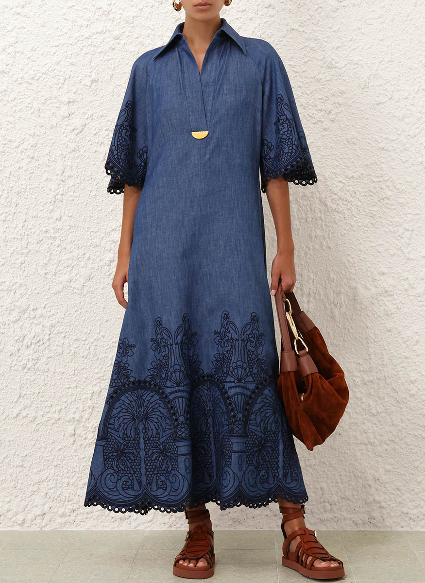 Coco Embroidered Denim Dress - Zimmermann